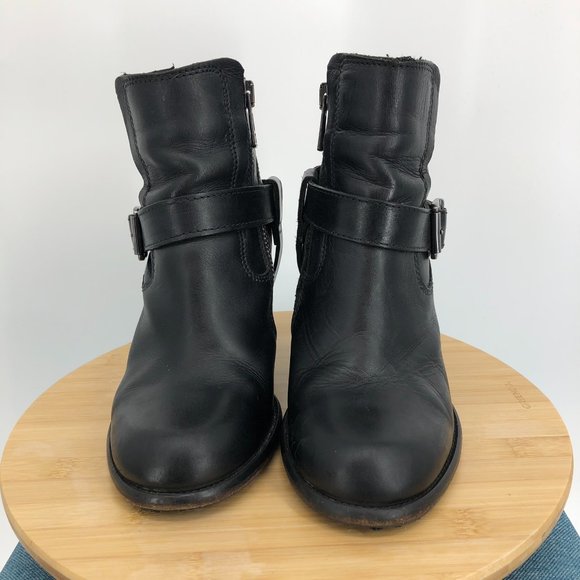 Allsaints jules Block heeled black Leather biker boots in EU 39 buckle wrap - Picture 5 of 16